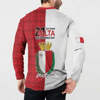 Malta Independence Day Button Sweatshirt Flag Style with Coat of Arms