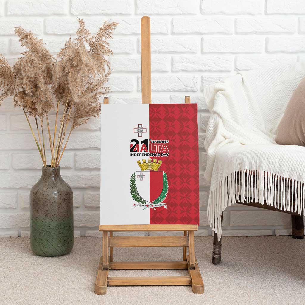 Malta Independence Day Canvas Wall Art Flag Style with Coat of Arms