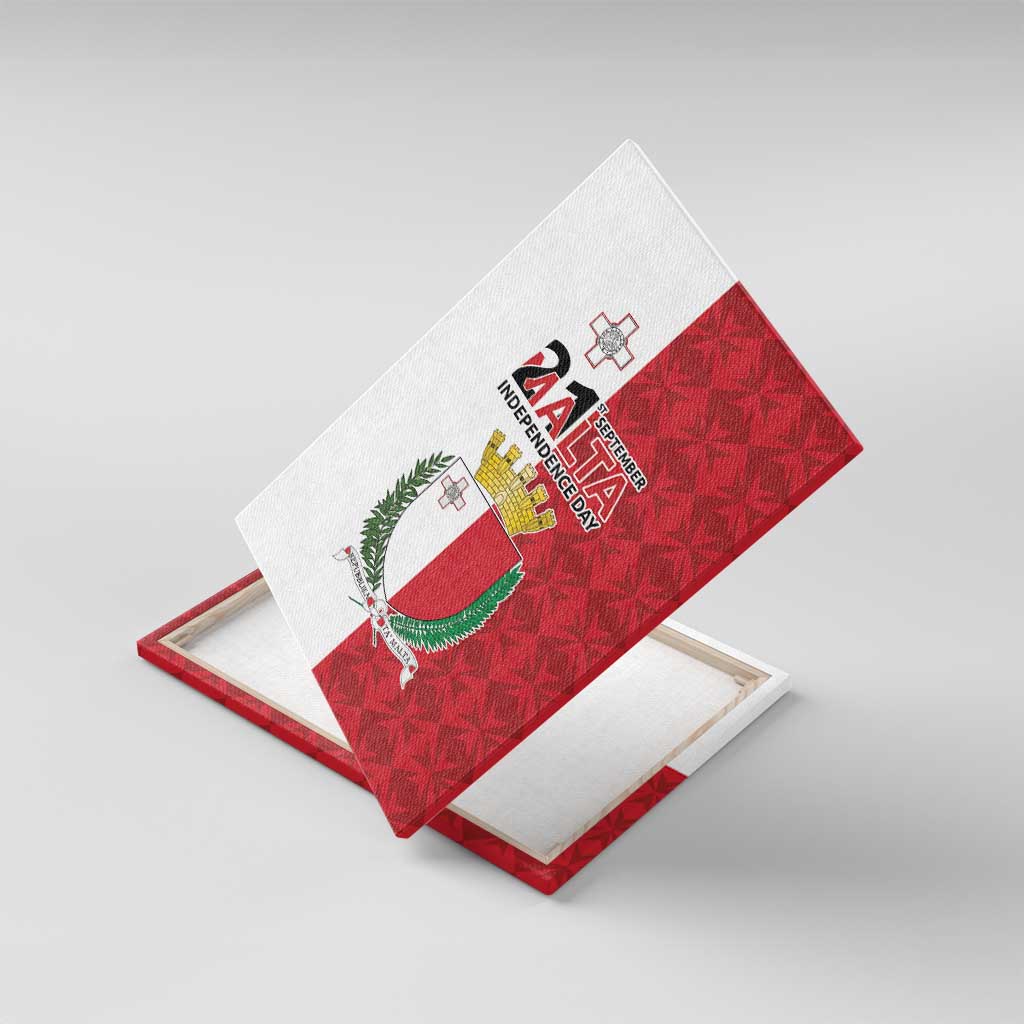 Malta Independence Day Canvas Wall Art Flag Style with Coat of Arms