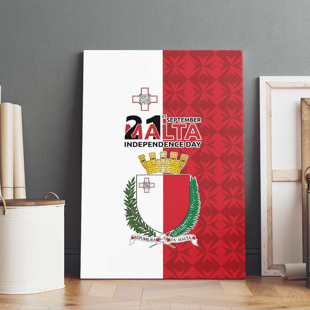 Malta Independence Day Canvas Wall Art Flag Style with Coat of Arms