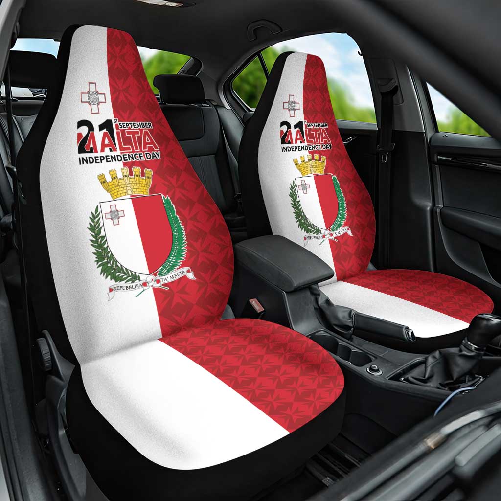 Malta Independence Day Car Seat Cover Flag Style with Coat of Arms