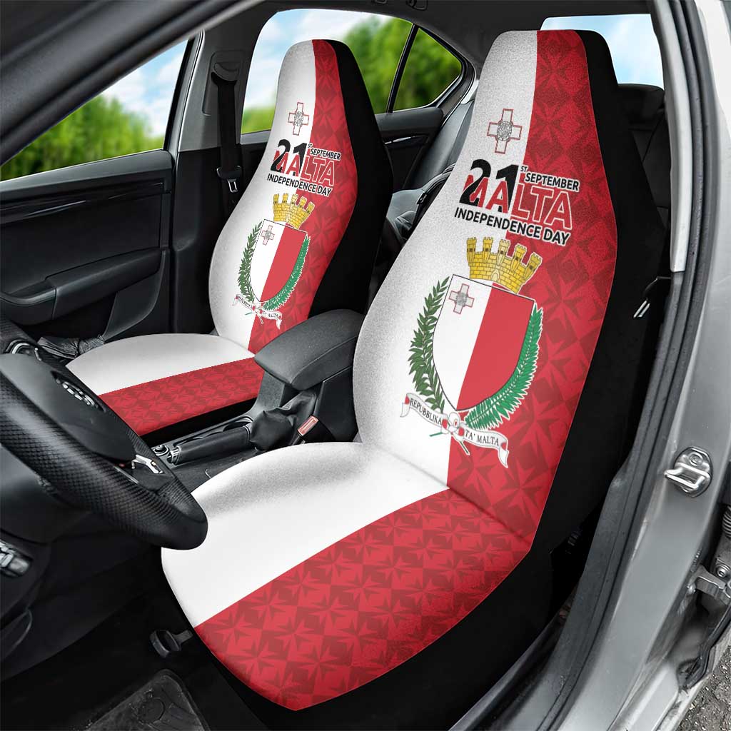 Malta Independence Day Car Seat Cover Flag Style with Coat of Arms