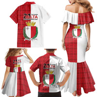 Malta Independence Day Family Matching Mermaid Dress and Hawaiian Shirt Flag Style with Coat of Arms
