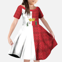 Malta Independence Day Family Matching Off Shoulder Maxi Dress and Hawaiian Shirt Flag Style with Coat of Arms