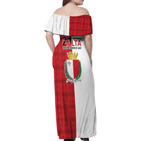 Malta Independence Day Family Matching Off Shoulder Maxi Dress and Hawaiian Shirt Flag Style with Coat of Arms