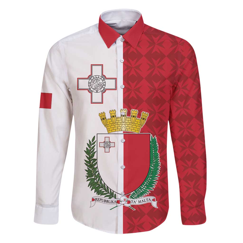Malta Independence Day Family Matching Puletasi and Hawaiian Shirt Flag Style with Coat of Arms