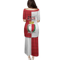 Malta Independence Day Family Matching Puletasi and Hawaiian Shirt Flag Style with Coat of Arms