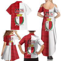 Malta Independence Day Family Matching Summer Maxi Dress and Hawaiian Shirt Flag Style with Coat of Arms