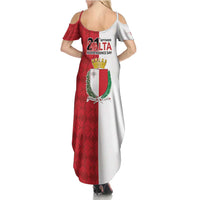 Malta Independence Day Family Matching Summer Maxi Dress and Hawaiian Shirt Flag Style with Coat of Arms
