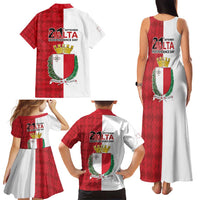 Malta Independence Day Family Matching Tank Maxi Dress and Hawaiian Shirt Flag Style with Coat of Arms