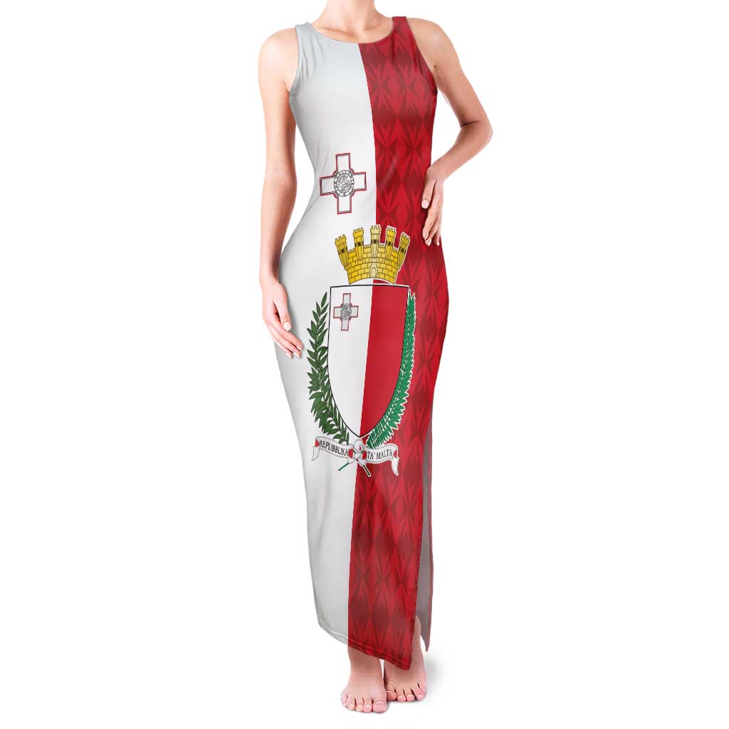 Malta Independence Day Family Matching Tank Maxi Dress and Hawaiian Shirt Flag Style with Coat of Arms