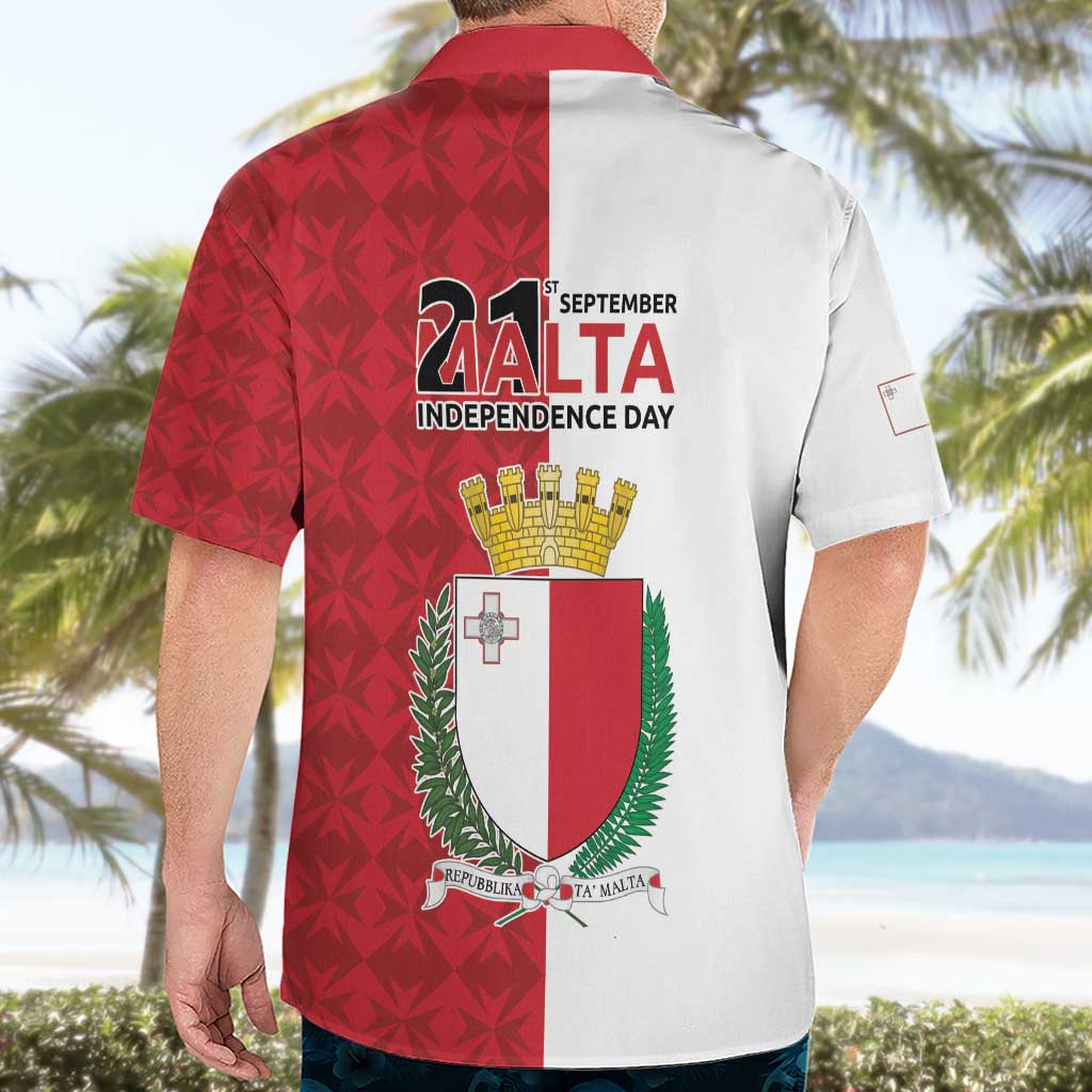 Malta Independence Day Hawaiian Shirt Flag Style with Coat of Arms