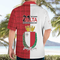 Malta Independence Day Hawaiian Shirt Flag Style with Coat of Arms