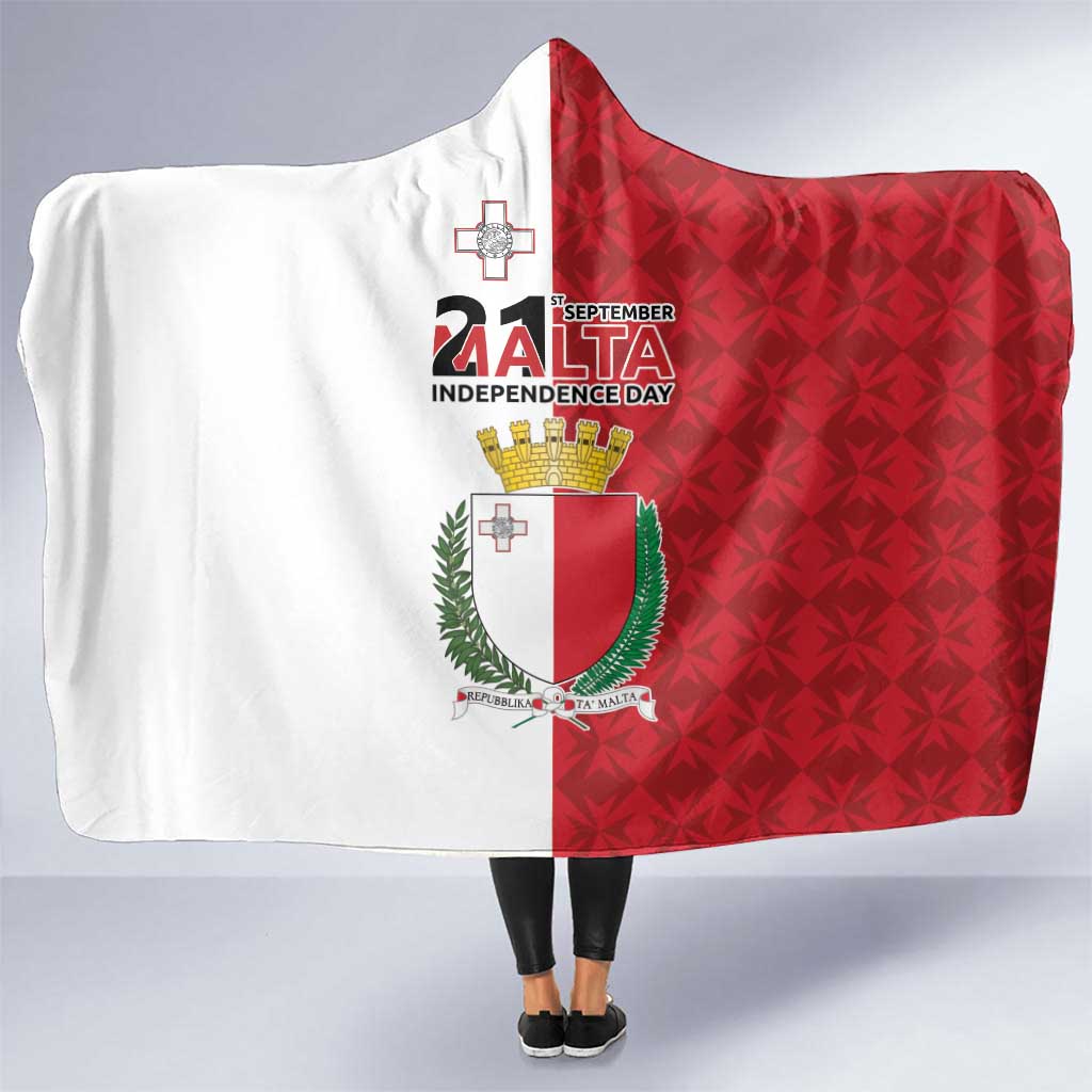 Malta Independence Day Hooded Blanket Flag Style with Coat of Arms