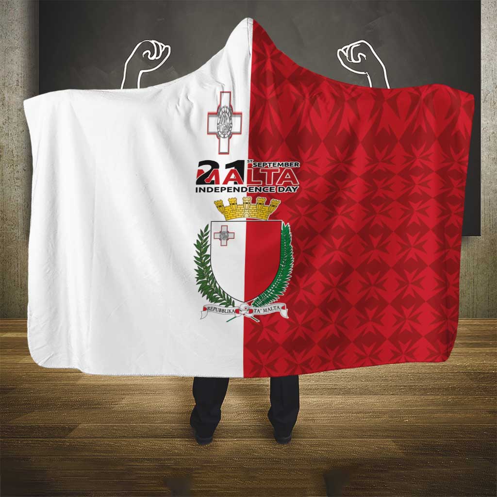 Malta Independence Day Hooded Blanket Flag Style with Coat of Arms
