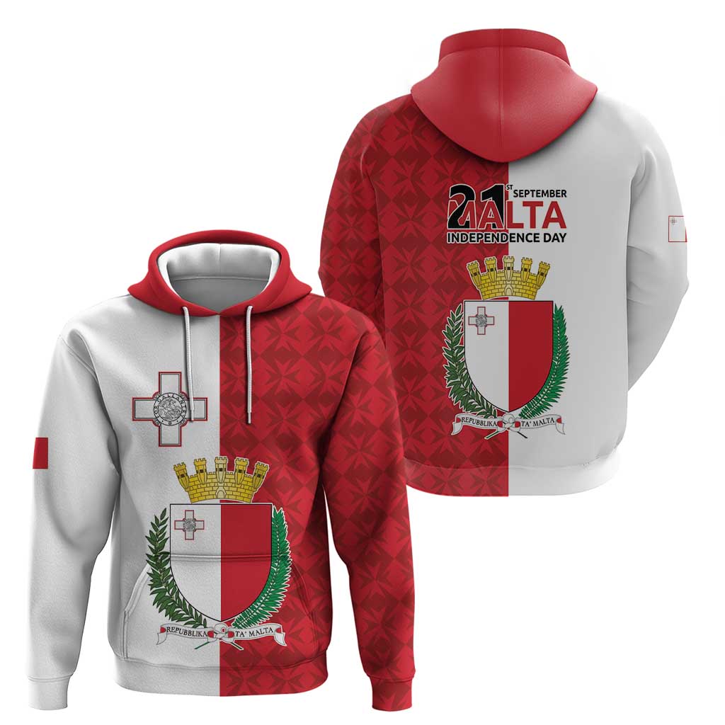 Malta Independence Day Hoodie Flag Style with Coat of Arms