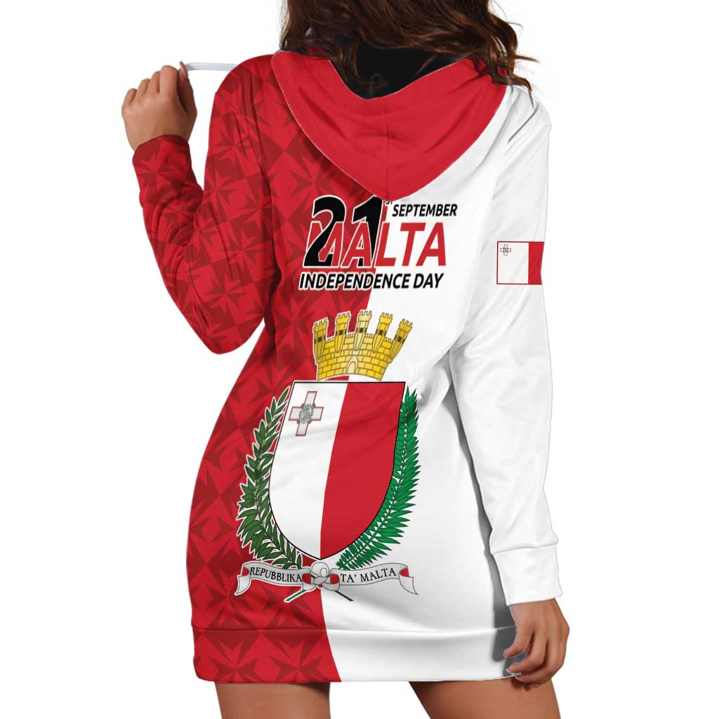 Malta Independence Day Hoodie Dress Flag Style with Coat of Arms