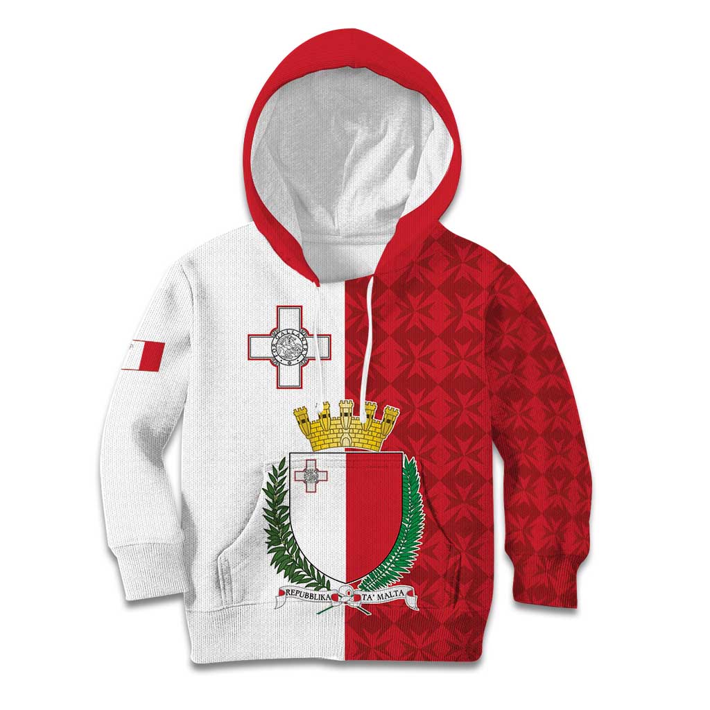 Malta Independence Day Kid Hoodie Flag Style with Coat of Arms
