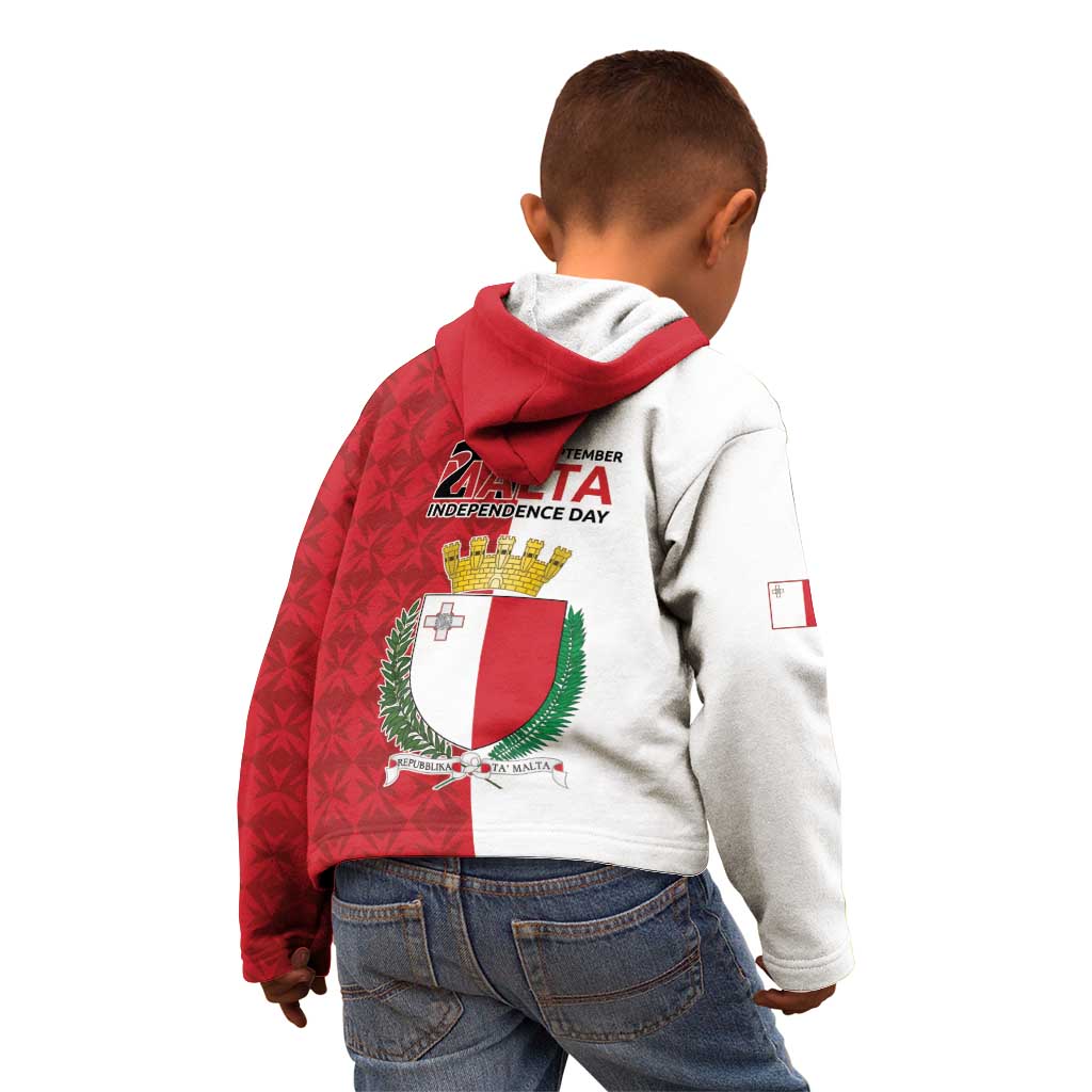 Malta Independence Day Kid Hoodie Flag Style with Coat of Arms