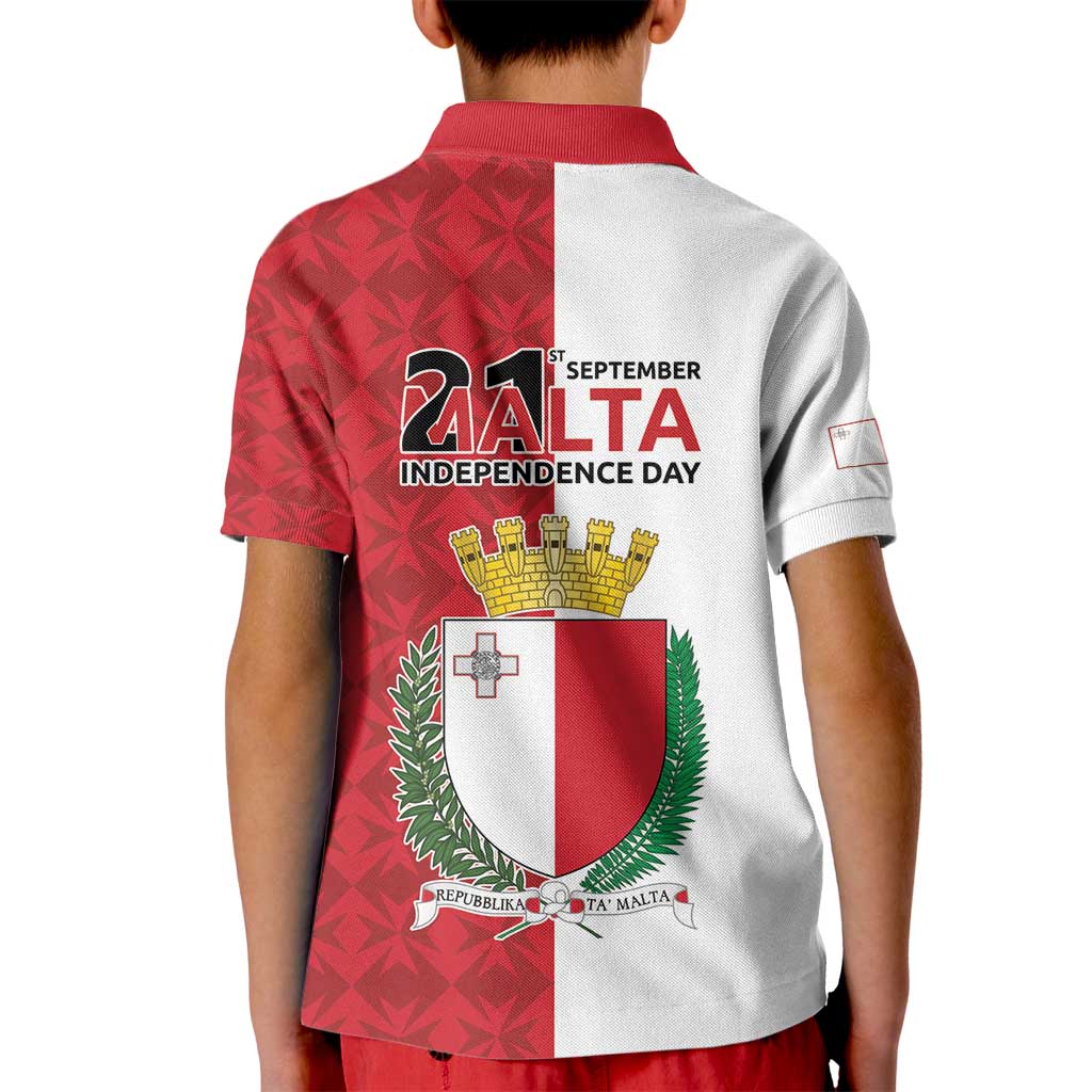 Malta Independence Day Kid Polo Shirt Flag Style with Coat of Arms