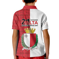 Malta Independence Day Kid Polo Shirt Flag Style with Coat of Arms