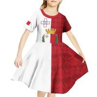 Malta Independence Day Kid Short Sleeve Dress Flag Style with Coat of Arms