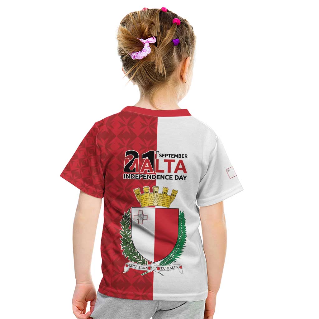 Malta Independence Day Kid T Shirt Flag Style with Coat of Arms