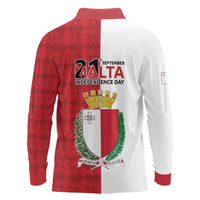 Malta Independence Day Long Sleeve Polo Shirt Flag Style with Coat of Arms
