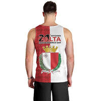 Malta Independence Day Men Tank Top Flag Style with Coat of Arms