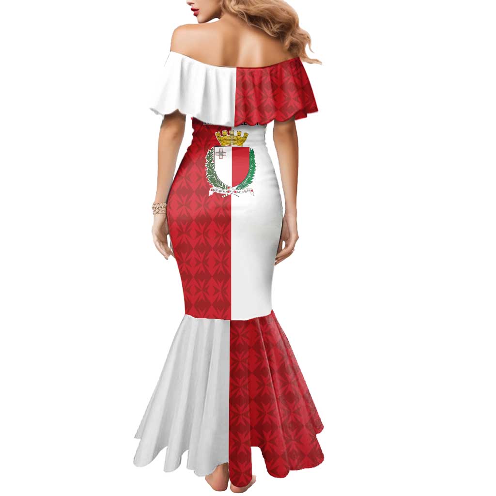 Malta Independence Day Mermaid Dress Flag Style with Coat of Arms