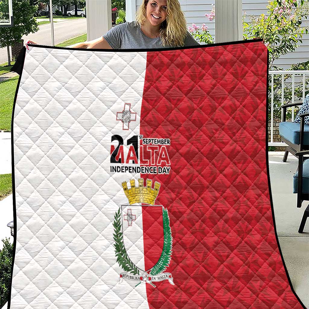 Malta Independence Day Quilt Flag Style with Coat of Arms