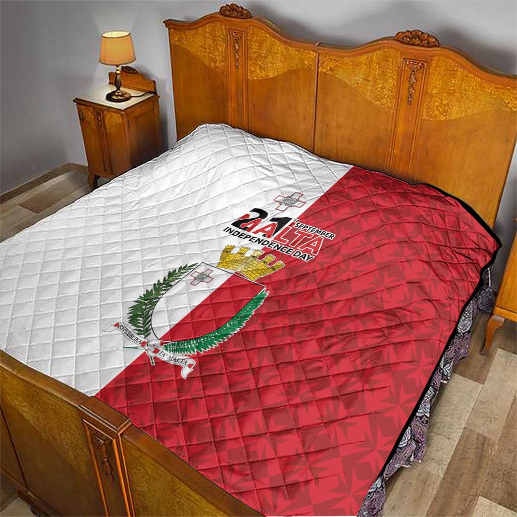Malta Independence Day Quilt Flag Style with Coat of Arms