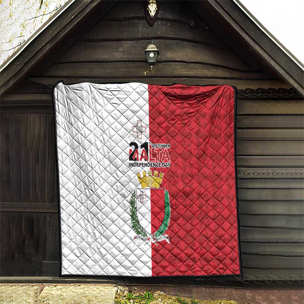 Malta Independence Day Quilt Flag Style with Coat of Arms