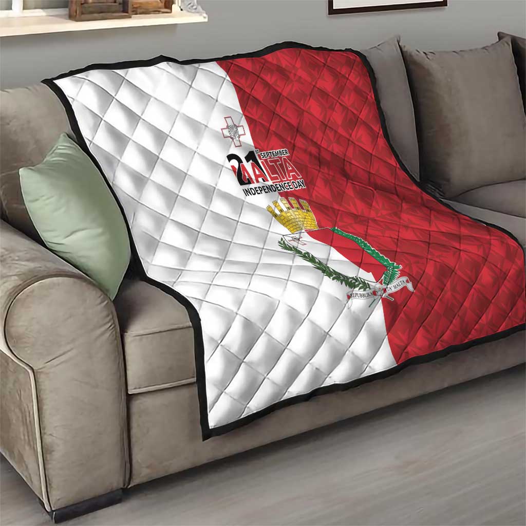 Malta Independence Day Quilt Flag Style with Coat of Arms