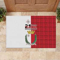 Malta Independence Day Rubber Doormat Flag Style with Coat of Arms