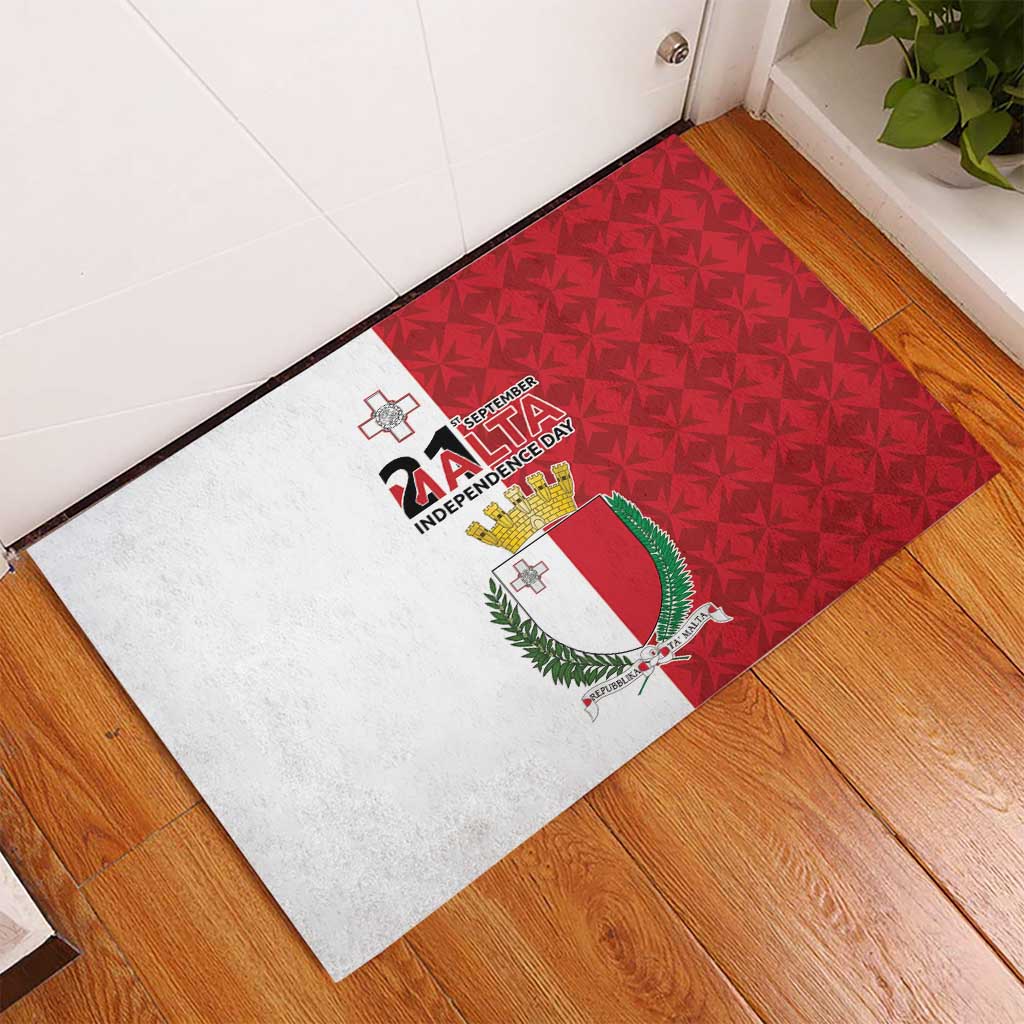 Malta Independence Day Rubber Doormat Flag Style with Coat of Arms
