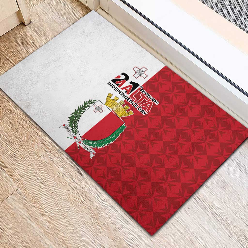 Malta Independence Day Rubber Doormat Flag Style with Coat of Arms