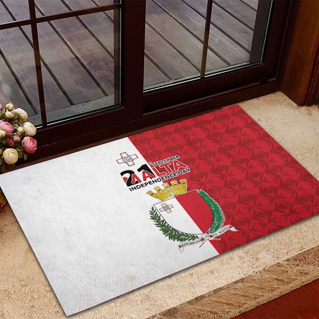 Malta Independence Day Rubber Doormat Flag Style with Coat of Arms