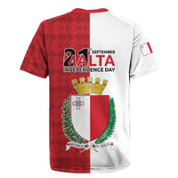 Malta Independence Day Rugby Jersey Flag Style with Coat of Arms