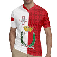 Malta Independence Day Rugby Jersey Flag Style with Coat of Arms
