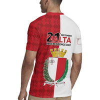 Malta Independence Day Rugby Jersey Flag Style with Coat of Arms