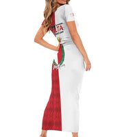 Malta Independence Day Short Sleeve Bodycon Dress Flag Style with Coat of Arms