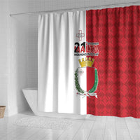 Malta Independence Day Shower Curtain Flag Style with Coat of Arms