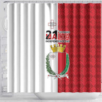 Malta Independence Day Shower Curtain Flag Style with Coat of Arms