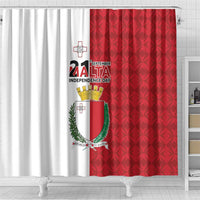 Malta Independence Day Shower Curtain Flag Style with Coat of Arms