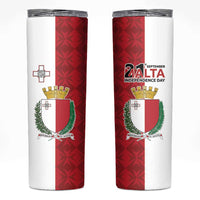 Malta Independence Day Skinny Tumbler Flag Style with Coat of Arms
