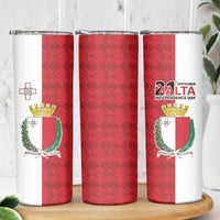 Malta Independence Day Skinny Tumbler Flag Style with Coat of Arms