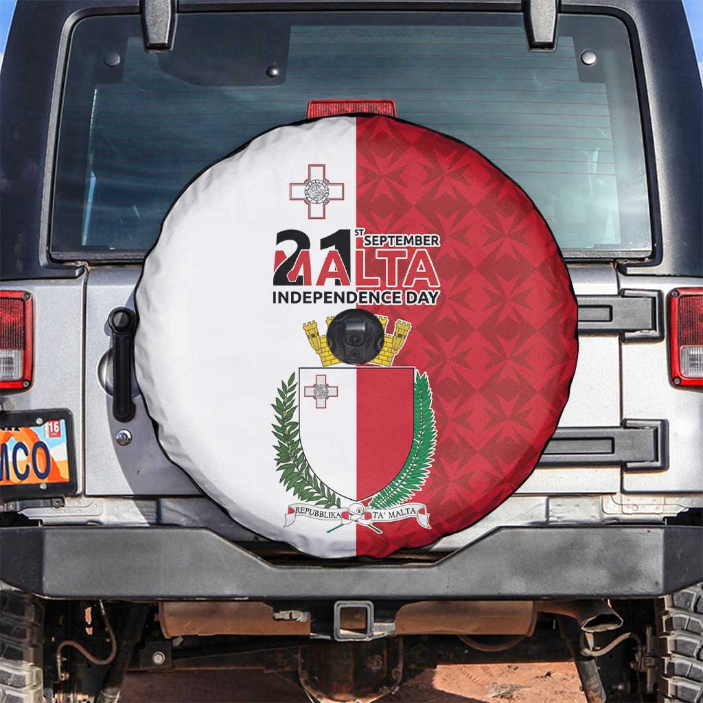 Malta Independence Day Spare Tire Cover Flag Style with Coat of Arms