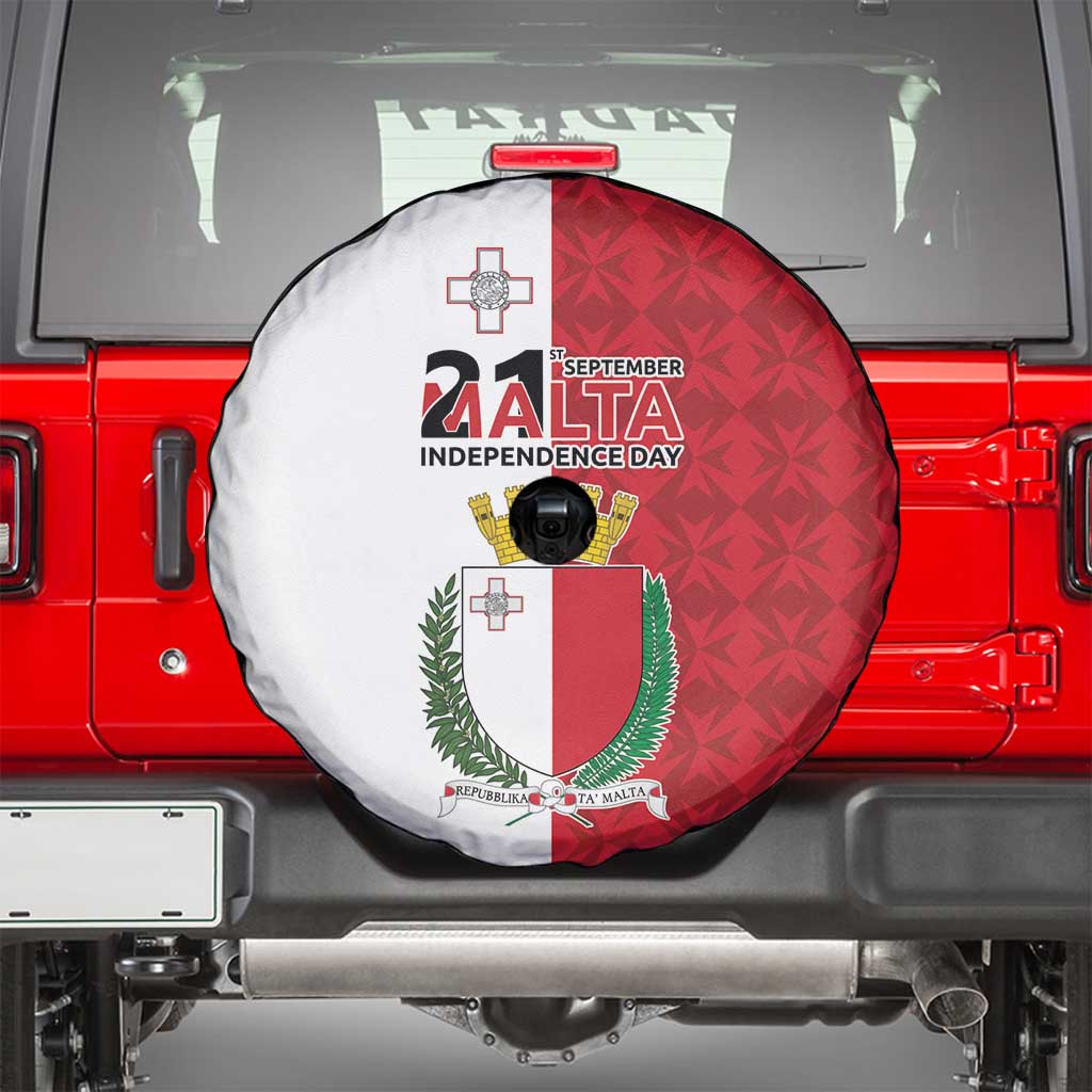 Malta Independence Day Spare Tire Cover Flag Style with Coat of Arms