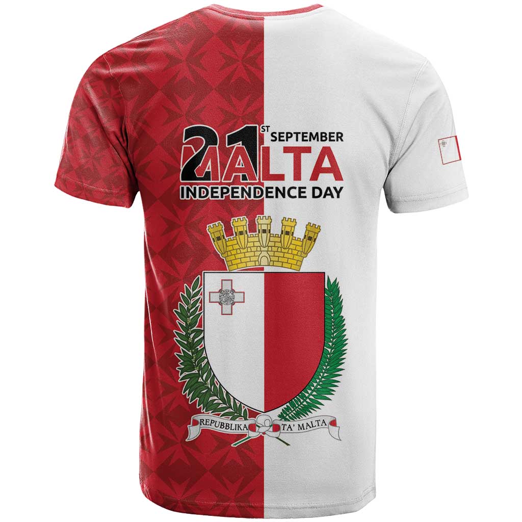 Malta Independence Day T Shirt Flag Style with Coat of Arms